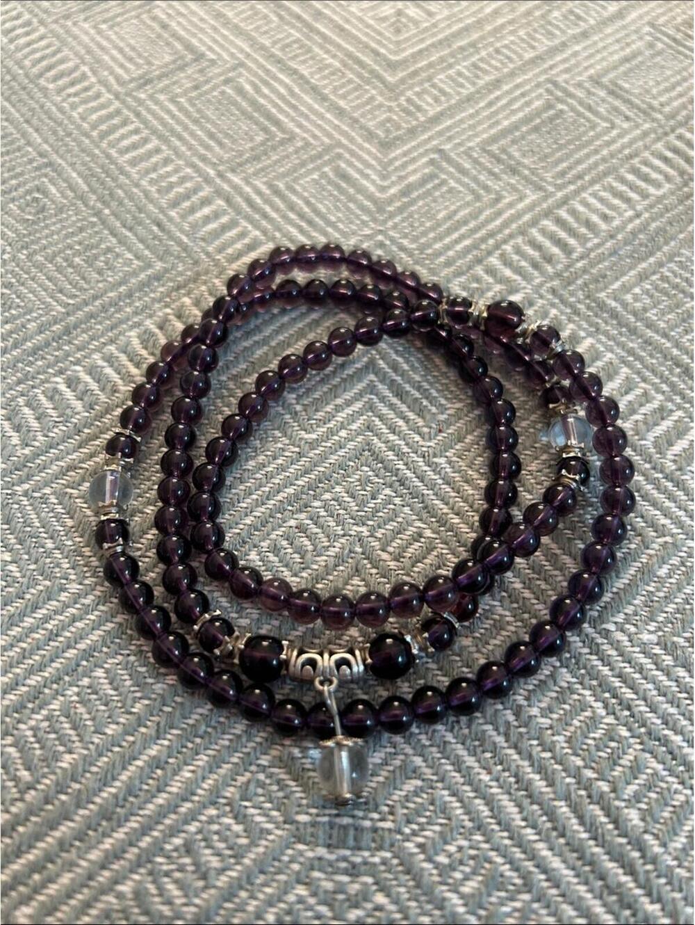 Elegant Purple Beaded Wrap Bracelet or Necklace